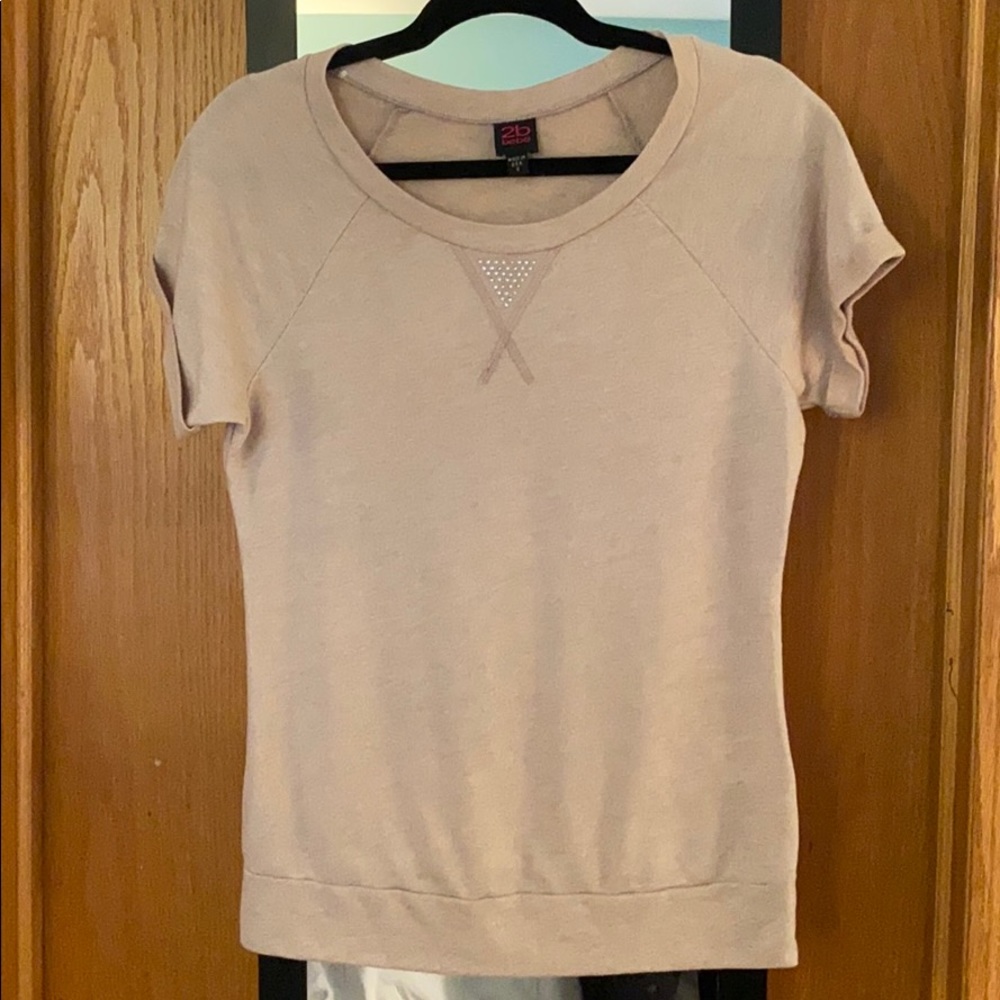 Oatmeal Short Sleeve Knit Top